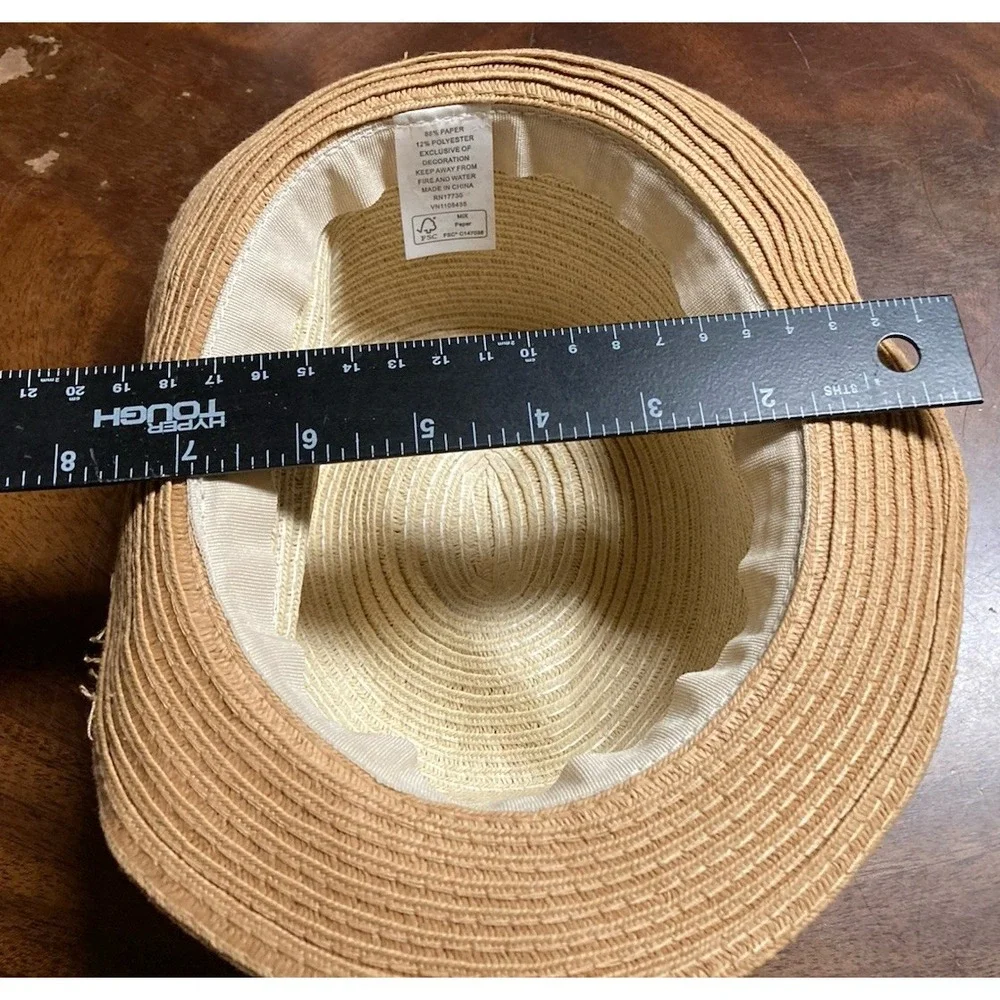 Boys Paper/ Polyester Fedora Hat With Blue & White Band